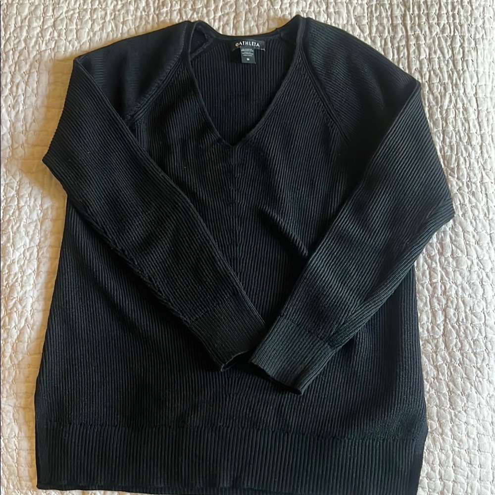 Athleta Hanover V-Neck Sweater Classic Knit